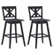 Costway Set of 2 Bar Stools Swivel Pub Height Chairs w/ Rubber Wood Legs White\Black